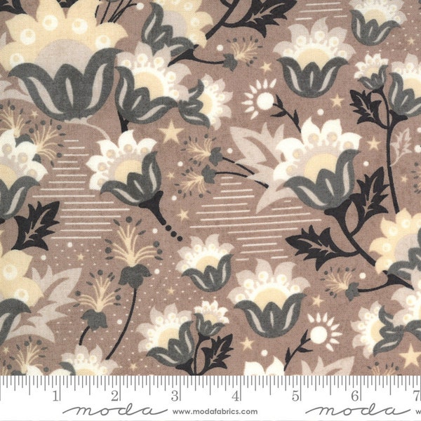 Boudoir Fabric -Half Yard- Moda Fabric Roebuck Large Floral Print Flowers Cotton Quilt Fabric Basicgrey Basic Grey Neutral Fabric 30650 17