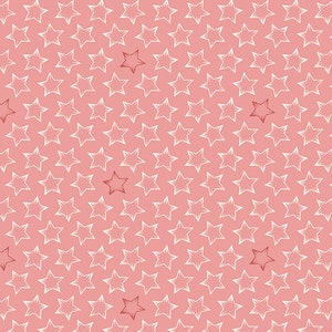 Sweet 16 Sixteen Fabric -Half Yard- Edyta Sitar Laundry Basket Quilts Pink with Off White Red Glory Stars Andover Shirting Fabric A-9593-E