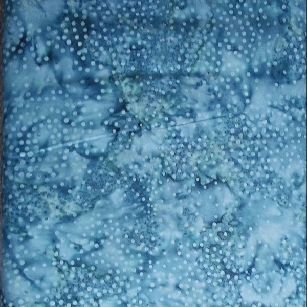 Baker's Dozen Batik Fabric - Half Yard- Edyta Sitar Fabric Laundry Basket Quilts Lagoon Blue Small Dots Polka Dots Andover Fabric AB-8598-T1
