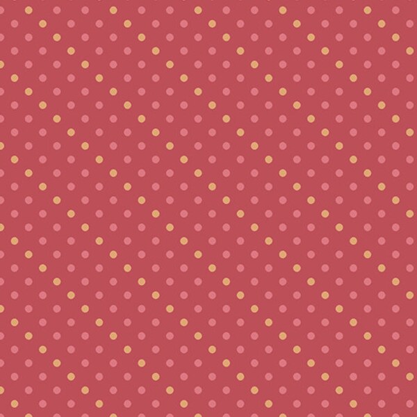 Lady Tulip Edyta Sitar Fabric -Half Yard- Polka Dots Red with Yellow and Pink Circles Laundry Basket Quilts Andover Shirting Fabric A-196-R