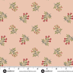 Joy Fabric - Half Yard- Edyta Sitar Fabric Trumpet Flowers on Pink Laundry Basket Quilts Andover Fabric A-1057-E