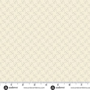 Sewing Basket Fabric -Half Yard- Edyta Sitar Fabric Laundry Basket Quilts Cream w Onyx Grid Geometric Design Neutral Andover Fabric A-954-L