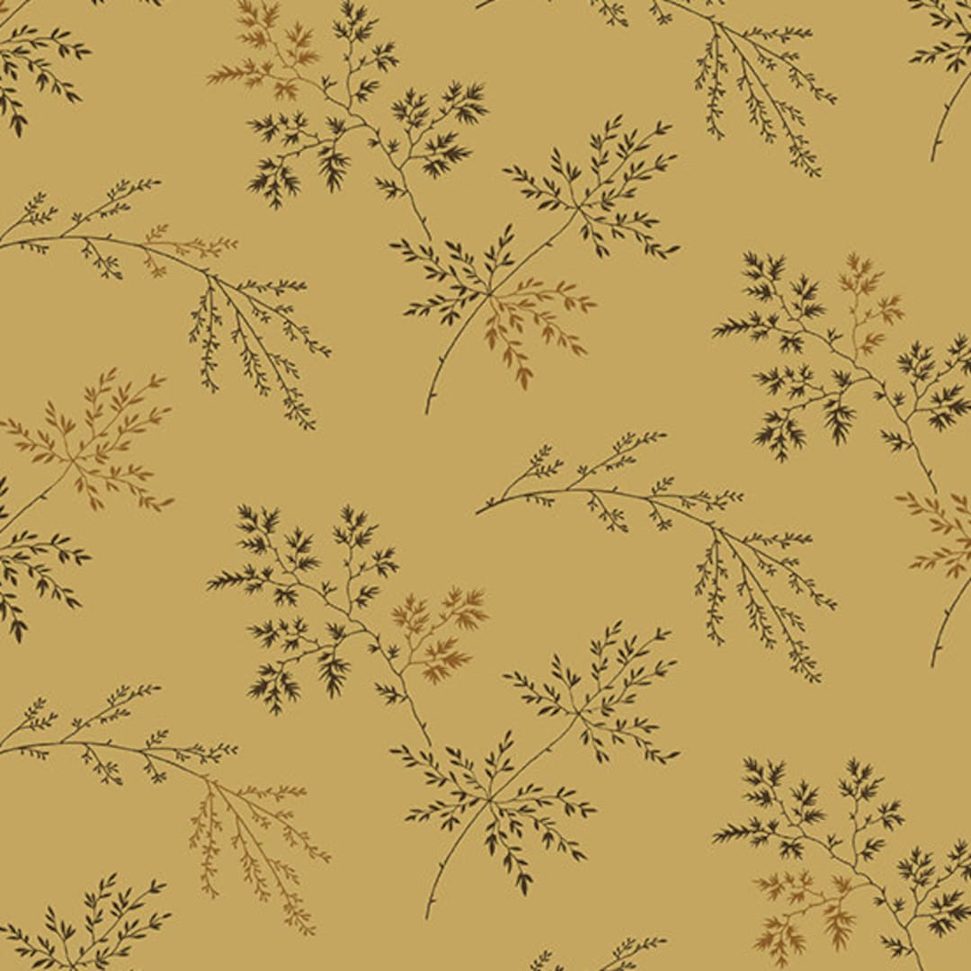 Super Bloom Fabric Andover Fabric Half Yard Twigs in Dark Khaki Tan