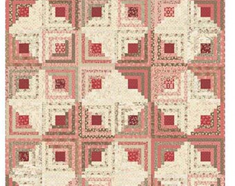 Quilters Cabin Quilt Pattern - Edyta Sitar Laundry Basket Quilts Andover using Cocoa Pink Fabrics Quilt Pattern Log Cabin Quilt LBQ-1392-P