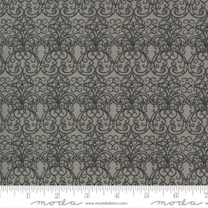 Boudoir Fabric - Half Yard - Moda Fabric Gray with Black Swirly Design Cotton Quilt Fabric Basicgrey Basic Grey Neutral Fabric 30653 15