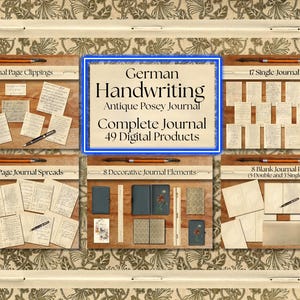 49 pngs Vintage German Letters Printable Old Ephemera | Antique Handwriting for Journals | poetry script scrapbook digital download overlay