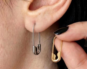 Paper Clip Earrings : Safety Pin Earrings, Paperclip Jewelry, Everyday Earrings, Gem Clip, Edgy Earring, Sleek Earring, Contemporary Jewelry