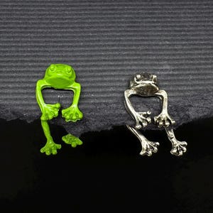Frog Earrings Studs, Frog Earrings, Frog Front Back Earrings, Green Frogs Earrings, Cute Frogs Earrings, Animal Earrings, Frog Piercings