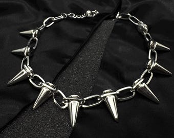 Gothic Thorn Spike Necklace | Stainless Steel Punk Chain | Grunge