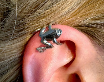 Frog Earrings, Frog Ear Cuffs, Earcuffs, Green Frogs Earrings