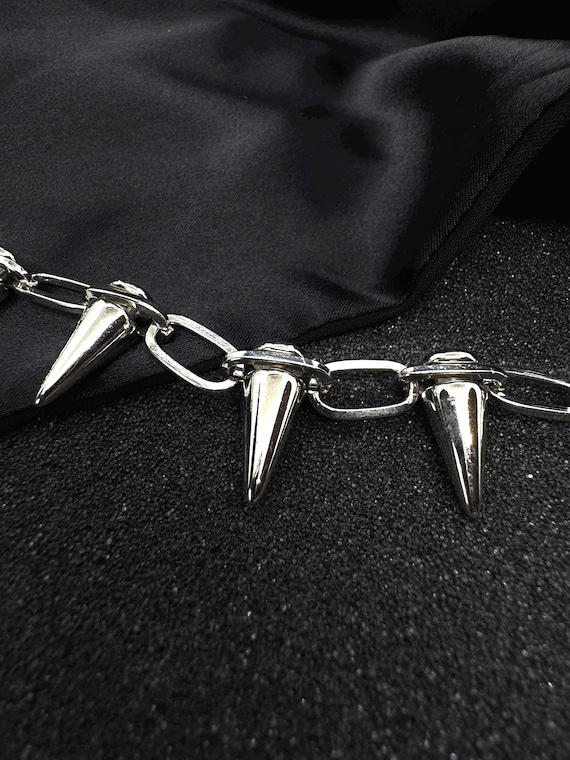 Spiked Necklace, Spike Choker, Spike Collar, Spike Chain, Silver