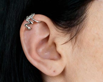 Frog Earrings, Frog Ear Cuffs, Earcuffs, Green Frogs Earrings, Cute Frogs Earrings, Animal Earrings, Silver Earring, Ear Wrap, Frog Piercing