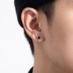 Pendientes góticos, pendientes de estrella, pendientes de cristal negro, pendientes con pinchos, pendientes punk, joyería gótica, accesorios góticos
