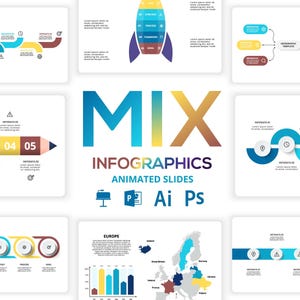 Mix animated infographics Presentation PowerPoint Template, PowerPoint and Keynote Presentation,  Presentation Design, Pitch Deck Slides