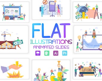 Animated Business Presentation Template: Flat Vector Illustrations (PSD, AI, PP)