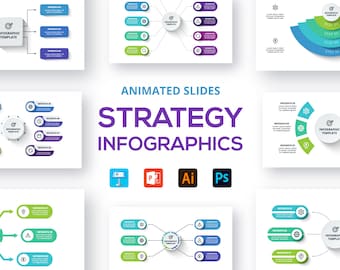 Plantilla de infografías de estrategia animadas: Plantilla de PowerPoint y Keynote