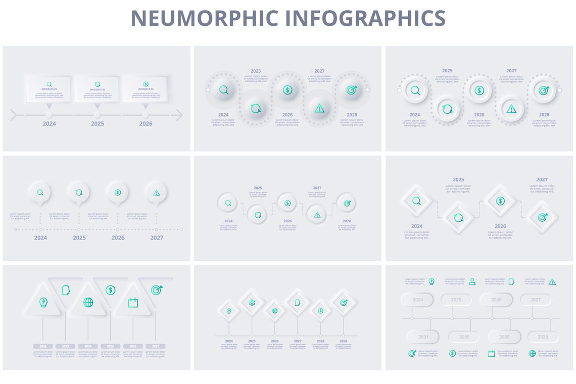 Neumorphic Animated Infographics Template 2 Powerpoint & Keynote - Etsy