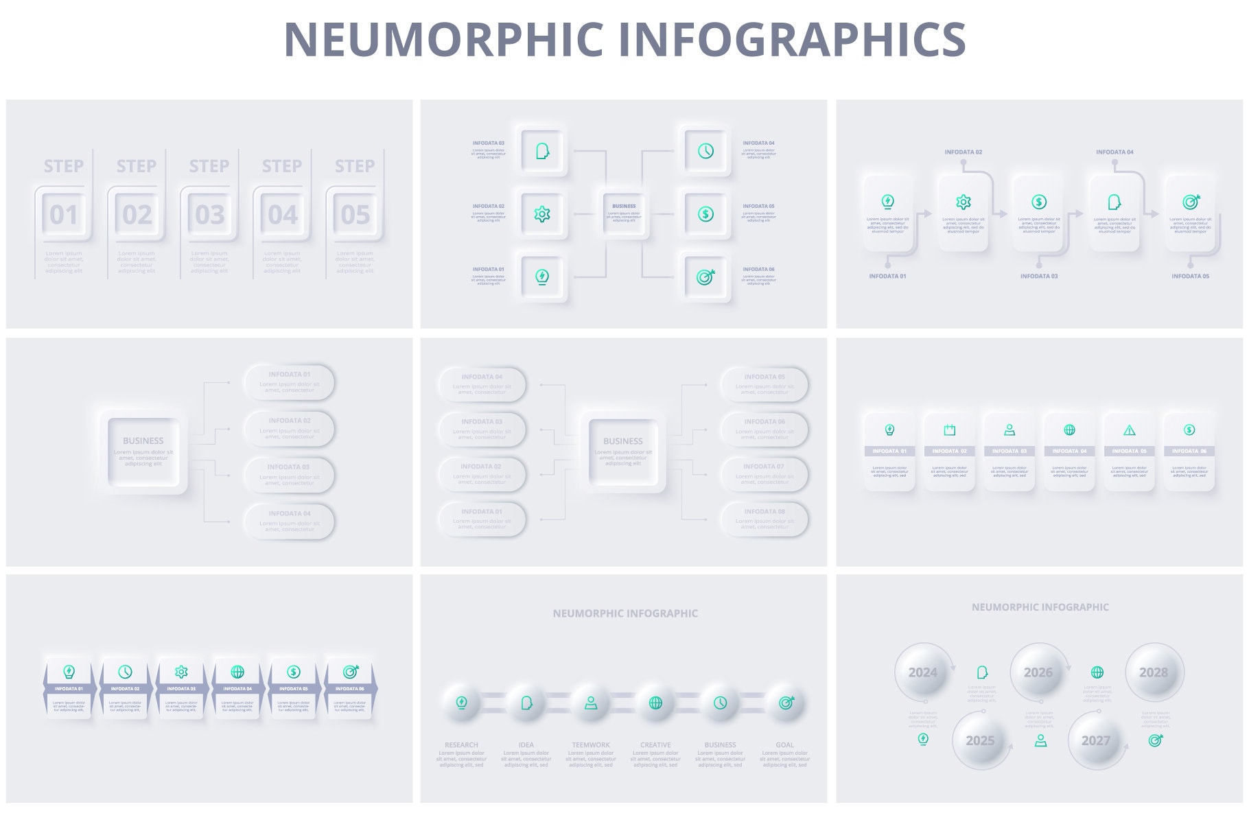 Neumorphic Animated Infographics Template 2 Powerpoint & Keynote - Etsy