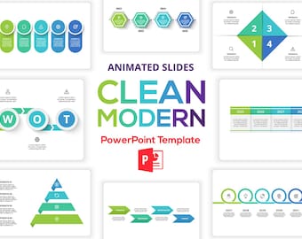 Clean & Modern Infographics PPT Template (50 Animated Slide)