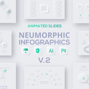 Neumorphic animated infographics Presentation PowerPoint  Template, PowerPoint and Keynote, Template, Presentation Design, Pitch Deck Slides