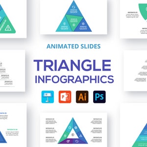 Triangle Animated Infographics Presentation Template, PowerPoint and Keynote Presentation, Editable Presentation Slides, Pitch Deck Slides
