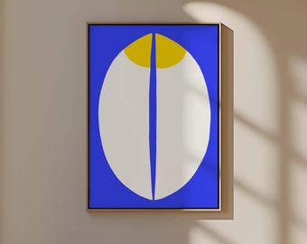 Abstrakte geometrische Kunst Druck, blau gelb modernes Design (digitaler Download)
