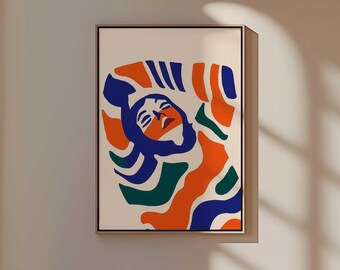 Abstract Face Art Print, Modern Expressionist Illustration (Digital Download)
