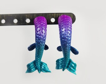 Purple and teal Mermaid tail Earrings