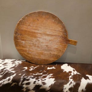 Vintage European Bread Board – 20.25”x17” Round Antique Wood Board