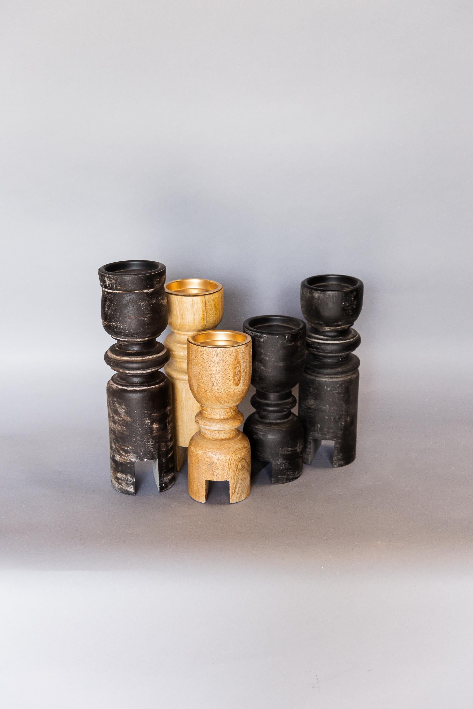 Wooden Candle holder | Antique Black Candle Holder | Bleach Tan Candle Holder Wooden Candle holder | Antique Black Candle Holder | Bleach Tan Candle Holder