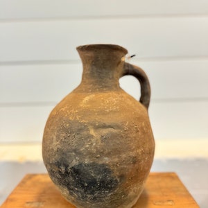 Antique Turkish Uraltu Pot with Bottle Neck | 100+ Year Old Terracotta Vessel | Rustic Mediterranean Decor | 11” H