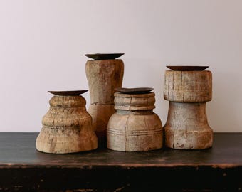 Candle Holder | Rustic Pillar Candle Holder | Primitive Candle Holder | Vintage Candle Holder