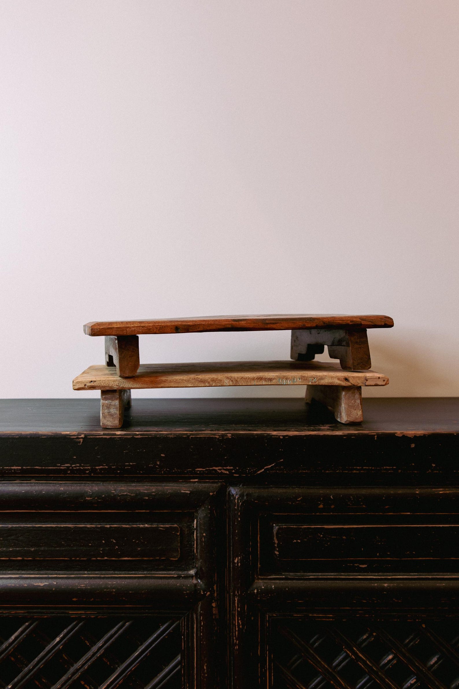 Indian Vintage Handmade Wood Riser – Stained or Bleached Finish, Rustic ...