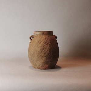 Chinese Glazed Vintage 2 Ear Pot | Rustic Pot | Olive pot | Flower Pot | Primitive pot | Textured Pot
