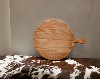 Vintage European Bread Board – 19.5”x15.25” Round Antique Wood Board