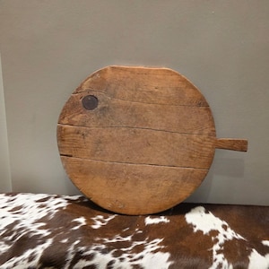 Vintage European Bread Board – 20.5”x16.5” Round Antique Wood Board