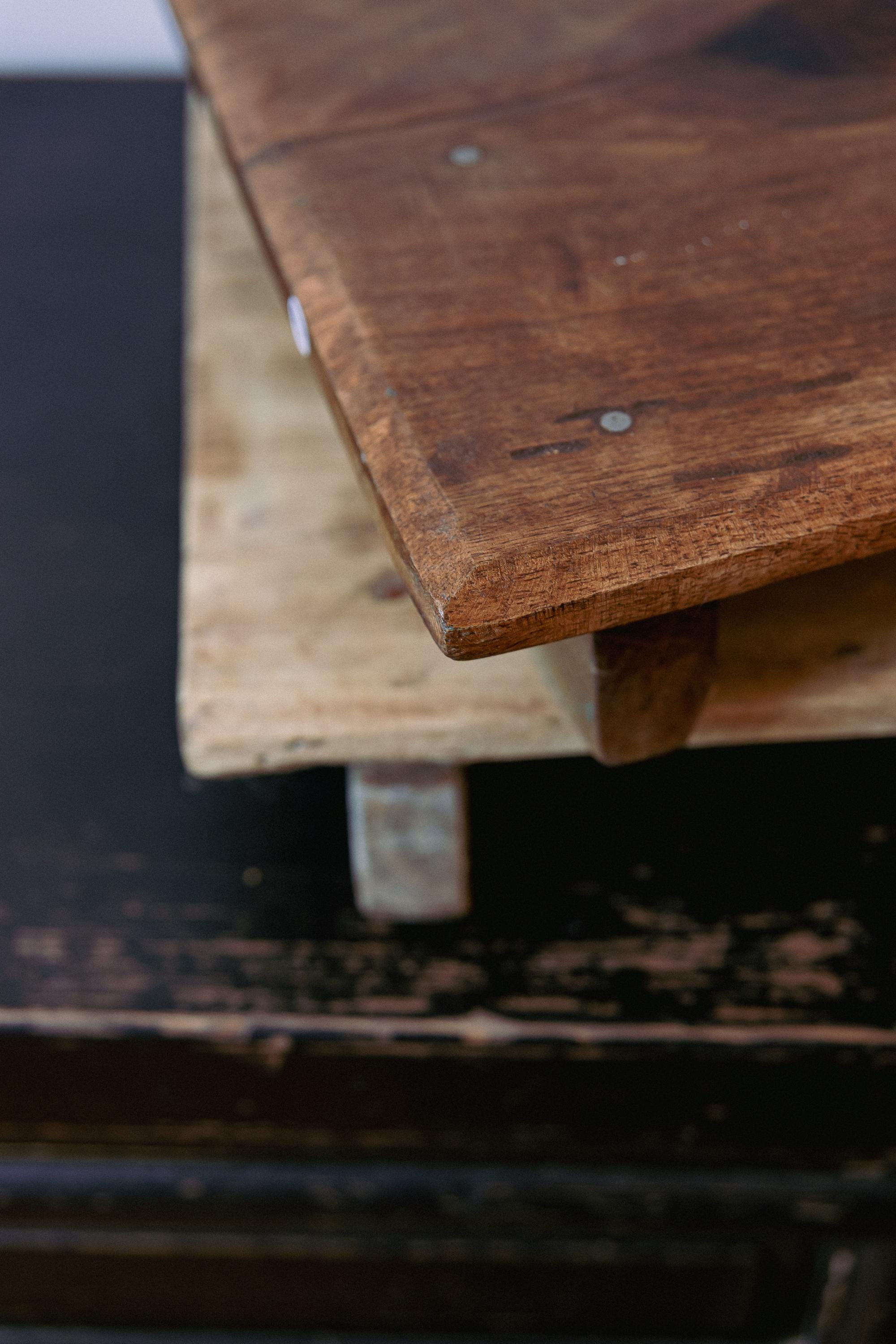 Indian Vintage Handmade Wood Riser – Stained or Bleached Finish, Rustic ...