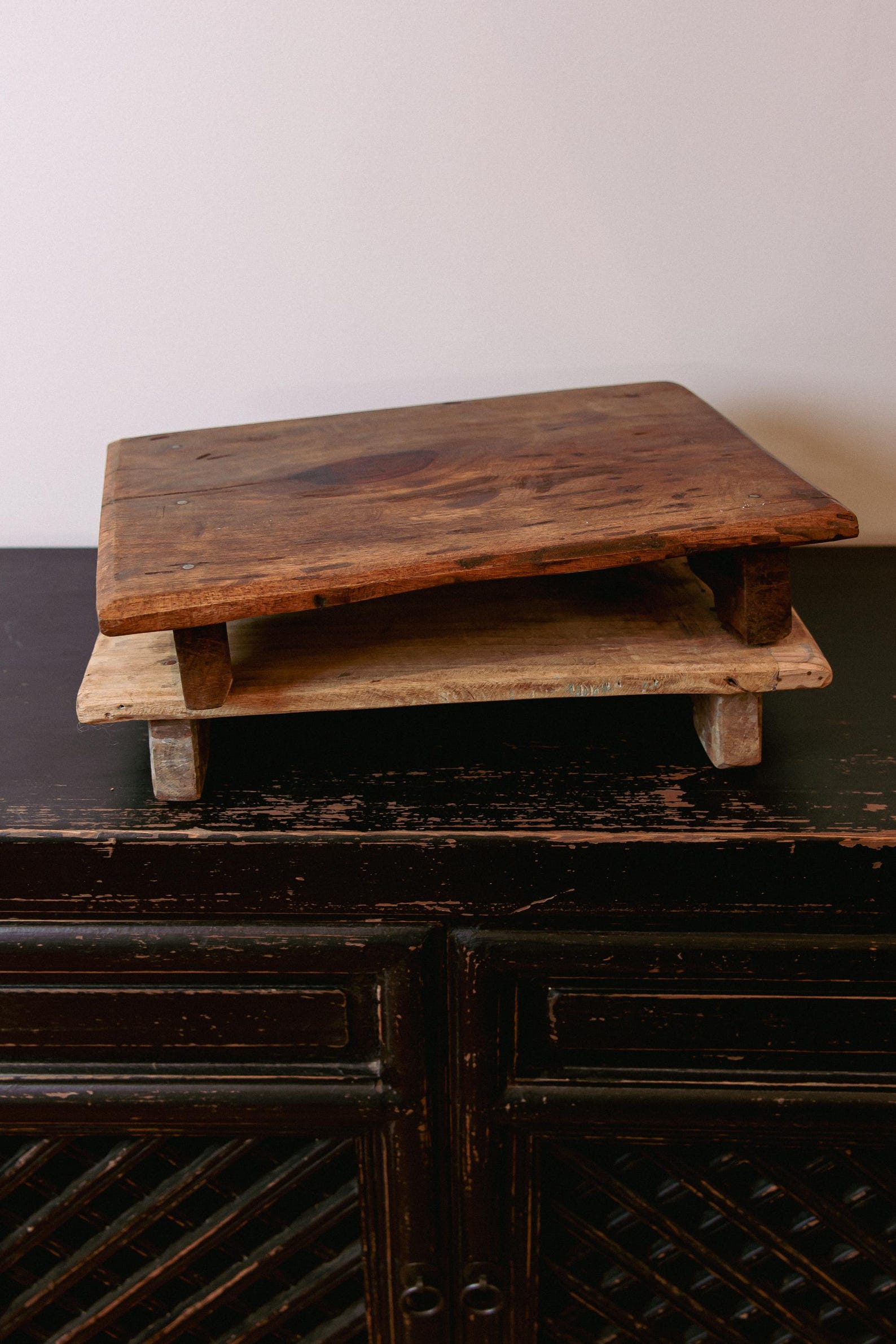 Indian Vintage Handmade Wood Riser – Stained or Bleached Finish, Rustic ...