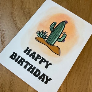 carte d'anniversaire cactus | Anniversaire de cow-boy | Anniversaire western | Centre-ouest | Cactus | de voeux | Cartes mignonnes | carte d'anniversaire | Désert | Bohème
