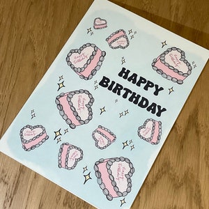 carte d'anniversaire vintage de gâteau de coeur | Gâteau coeur | Gâteau coeur vintage | Joyeux anniversaire | Fait main | Cartes d'anniversaire | Cartes mignonnes | Carte de voeux