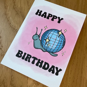 Geburtstagskarte Disco Schnecke | Geburtstagskarten | Disco Karten | Karten Schnecke | Niedliche Karten | Grußkarten | Disko | Schnecke | Alles Gute zum Geburtstag | Spaß