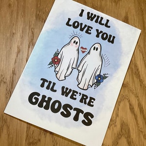 Tarjeta de felicitación de fantasmas / Tarjeta de amor / Tarjeta de aniversario / Hasta la muerte / Tarjeta de fantasmas / Tarjeta de terror / Tarjeta gótica / Tarjeta gótica / Halloween / Tarjeta de Halloween