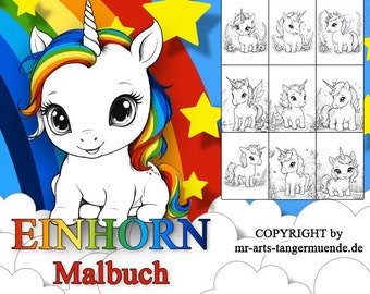 Eenhoorn kleurboek met 40 afbeeldingen voor kinderen, creatief kleuren, ontspanning en plezier voor kinderen
