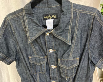 Vintage Baby Phat Y2K Denim Chambray Romper Jumpsuit, Denim Jumpsuit, Jogger Jumpsuit Onesie