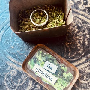 Mossy Engagement Ring Box, Vintage Tin Box, Ring Box, Proposal Box, Ring Presentation Box, Antique Tin, Antique Ring Box, Woodland Wedding