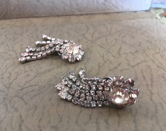 SALE Vintage Drop Earrings, Clip-On Style, Magnificent Sparkling Rhinestones