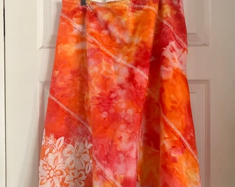 Ice Dyed Cotton Skirt with Embroidery
