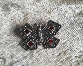 Vintage Judith Jack Marcasite Butterfly Pin