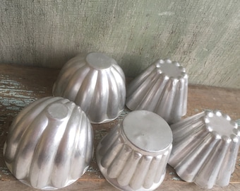 Vintage Aluminum Jello or Ice Cream Molds, Mismatched Set of Five