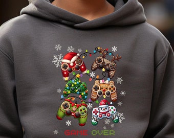 Gamer kerstvakantie hoodie jeugd, gamer cadeau, vakantiesweater kleding, feestelijke kinderkleding, winter gaming-trui, kerstcadeau